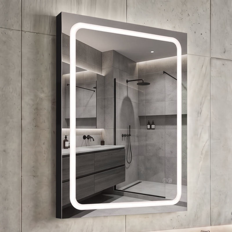 Дзеркало AquA PooL Aqua 60x80 88-Hra60s80-CWDd-mA з чорним профілем і Led підсвіткою