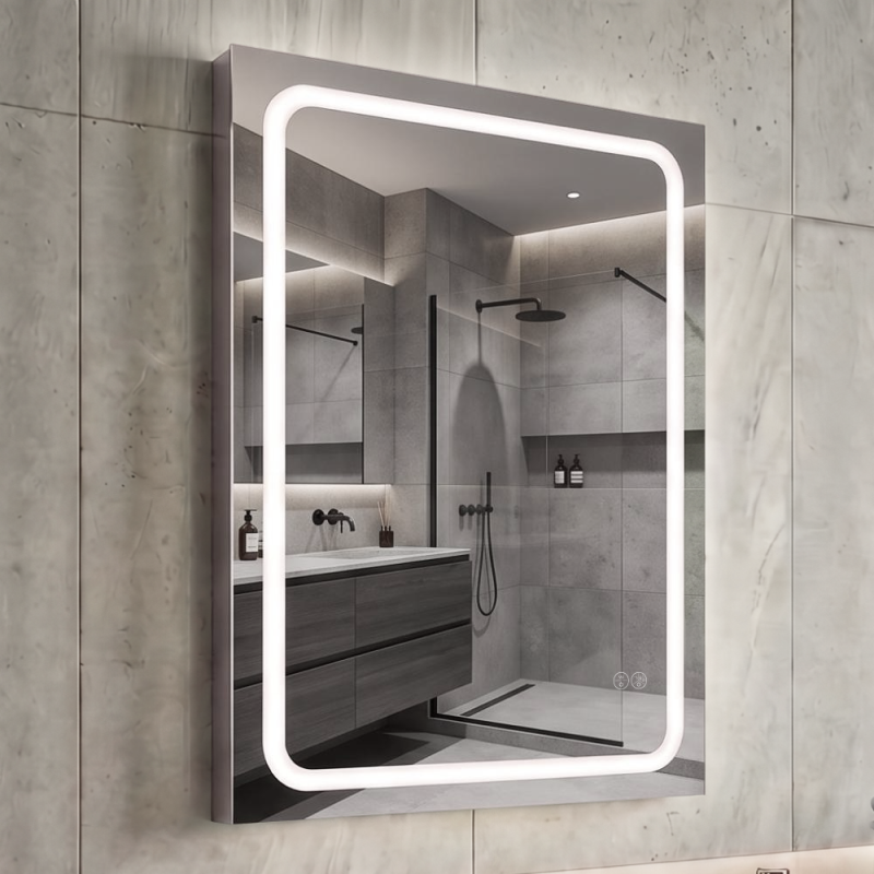 Дзеркало AquA PooL Aqua 60x80 88-Hra60s80-CWDd-mK з профілем матовий алюміній і LED підсвіткою