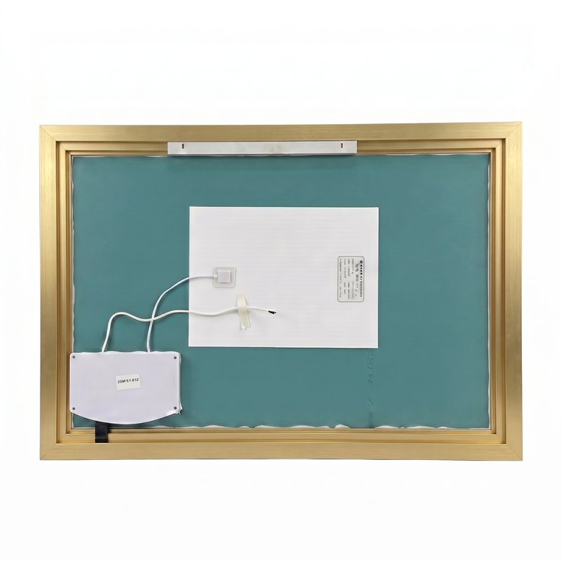 Дзеркало Aqua 80x70 88-Hra80s70-CWDd-mG з золотим профілем і LED підсвіткою