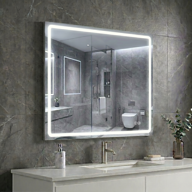 Дзеркало AquA PooL Aqua 80x70 88-Hra80s70-CWDd-mK з профілем матовий алюміній і LED підсвіткою