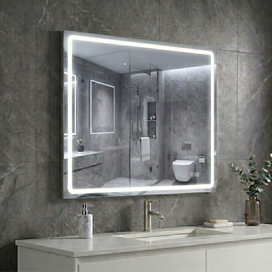 Дзеркало AquA PooL Aqua 80x70 88-Hra80s70-CWDd-mK з профілем матовий алюміній і LED підсвіткою