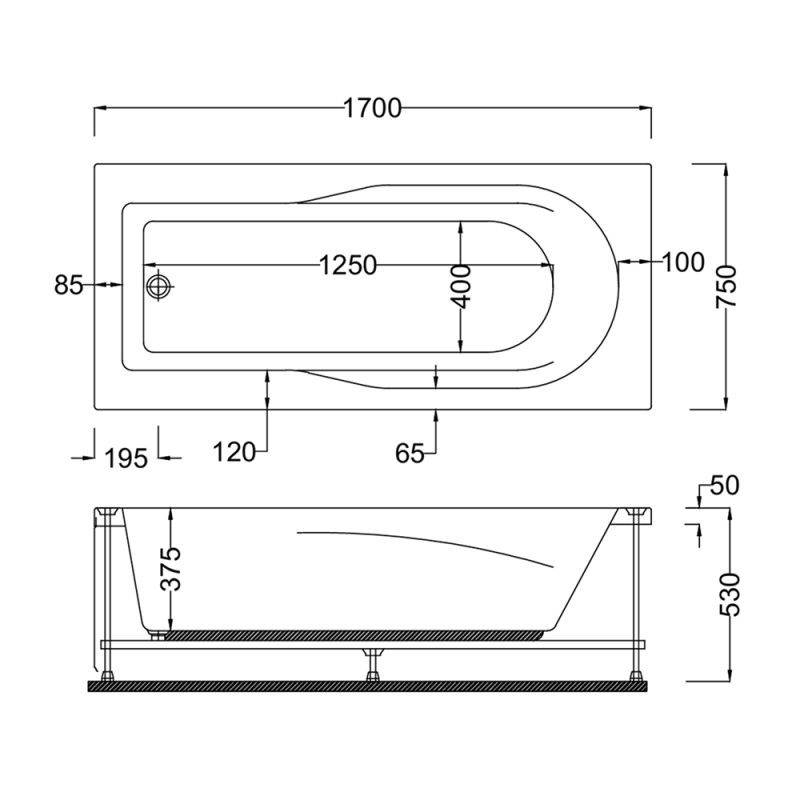 Ванна акрилова AquA PooL Nova 170х75 88A15317075