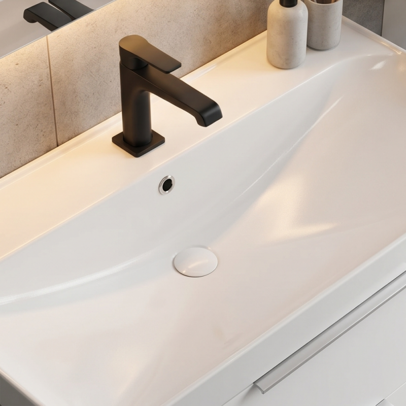 AquA PooL Luna 80 cm wall-mounted/under-cabinet washbasin, glossy white, 88LM8046