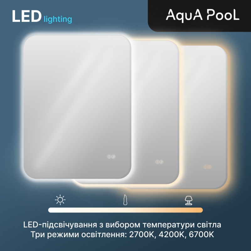 Дзеркало AquA PooL Ibiza Classic 80x70 88-Ibz80d70+CWDd з фоновою LED підсвіткою