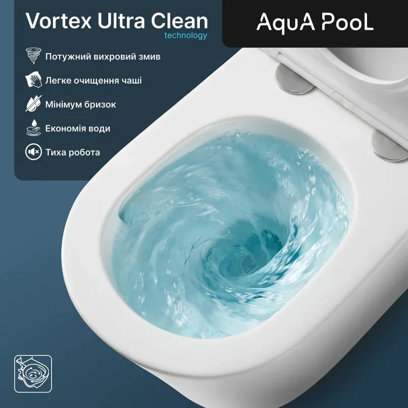 Унітаз підвісний AquA PooL Origin Round M Vortex Ultra Clean 88OR520T03  с сидінням Soft Close