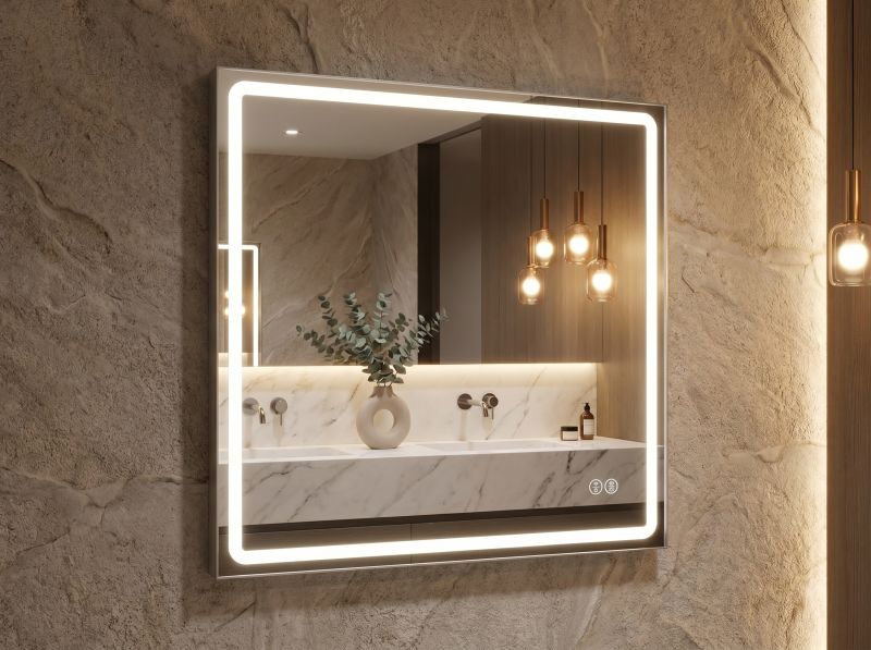 Дзеркало AquA PooL Aqua 80x70 88-Hra80s70-CWDd-mK з профілем матовий алюміній і LED підсвіткою